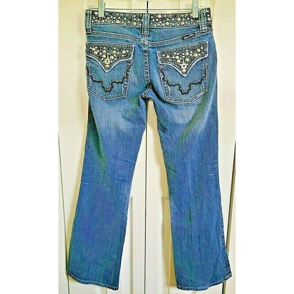Miss Me Denim - Miss Me‎ Size 27 Mid Rise Anchorage Jeans Boot Cut Studded Biker Jeans Pants